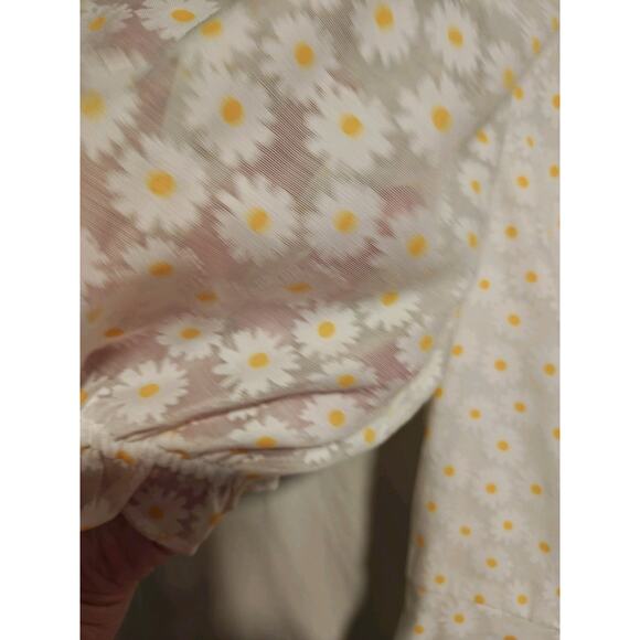 Forever21 White Yellow Daisy Puff Sleeve Dress NWT M Babydoll‎ Barbie Prairie - Picture 3 of 10